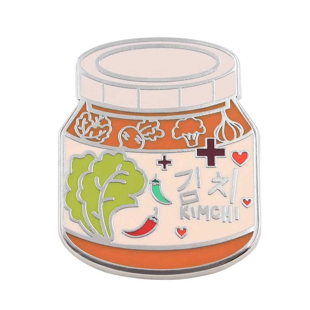 Cute Kimchi Jar Enamel Pin Korean Food Themed Brooch Fun Kimchi Badge For Backpacks And Clothing A Stylish Gift For Food Lovers