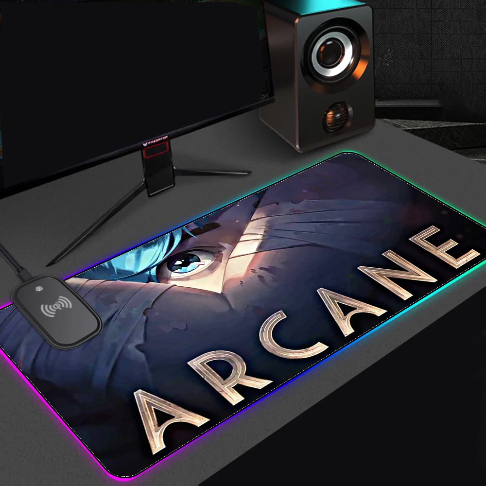 Arcane mouse pad large Jinx anime computer accessories wireless charging keyboard mat rgb keyboard Waterproof mousepad kawaii