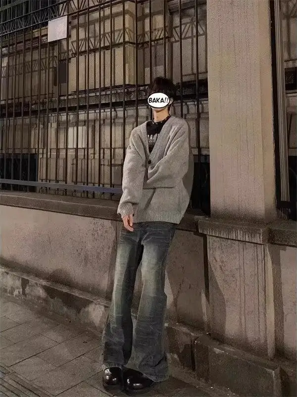 سترة محبوكة مفتوحة للخريف والشتاء للرجال ذات ملمس كسول عالي الجودة سترة OOTD #4