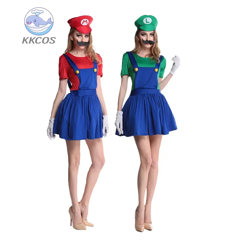 

Аниме Супер Луиджи Братья Косплей Костюм Взрослых Мужчин и Женщин Комбинезон Борода Шляпа Комплект Хэллоуин Костюм Реквизит