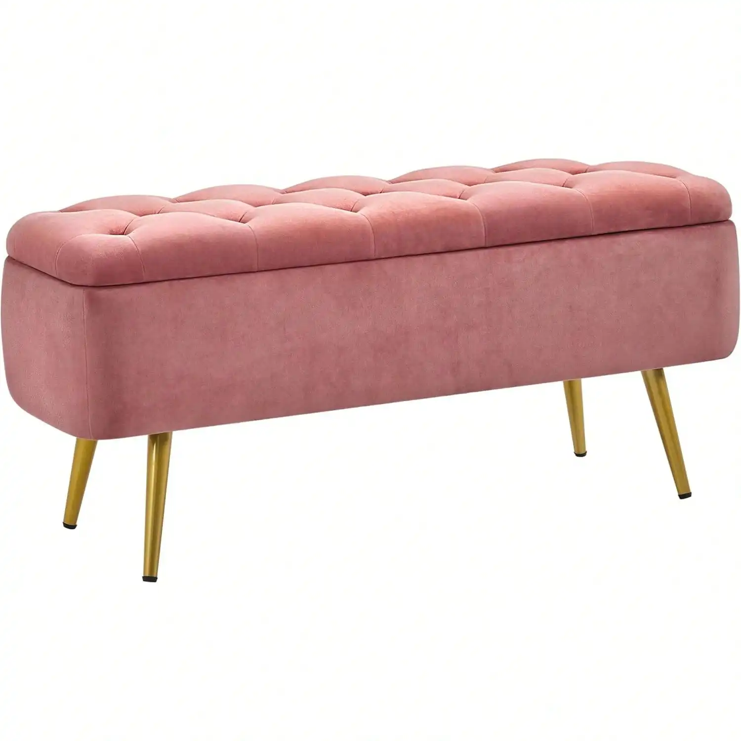

Ottoman Storage, Veet Entryway Bench Safety Hinge, End of Bed Bench Seating for Bedroom, Living Room, Holds to 519 lb, Pink