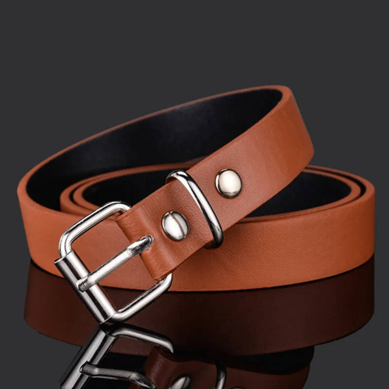 Children's Leather Pin Buckle Belt Fashion Simple Casual Versatile Jeans Boys Girls Students Black Belts Clothing Accessories