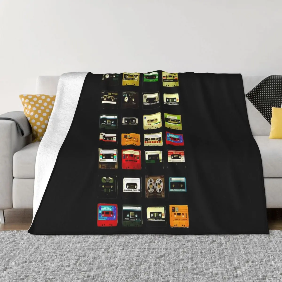 Casette Vintage Restro 60S 70S 80S Tape Casete Menunisex 1247 Personality Streetwear Throw Blanket