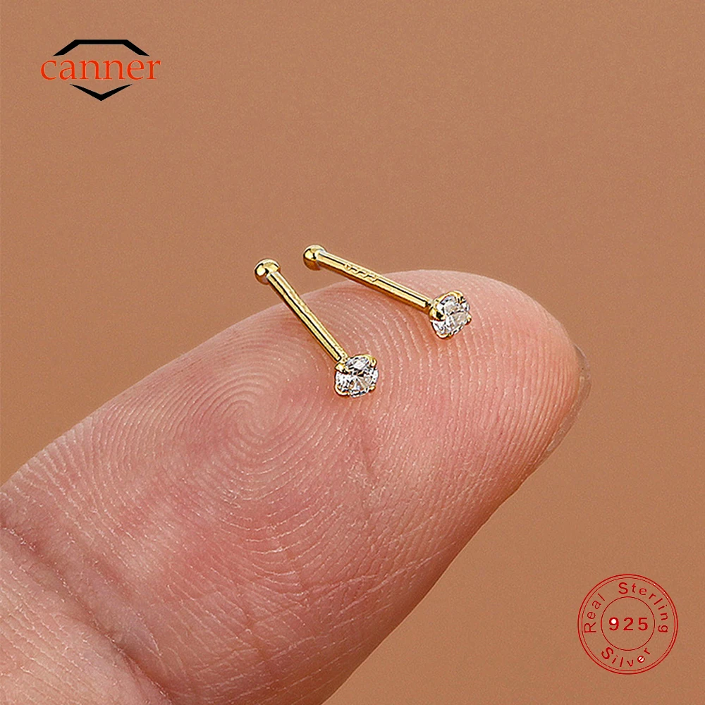 CANNER Mini 6/8/10mm 925 Sterling Silver Ear Bne Nil Four Claw Small Stud Earring For Women Ins Simple Classic Earring Jewelry
