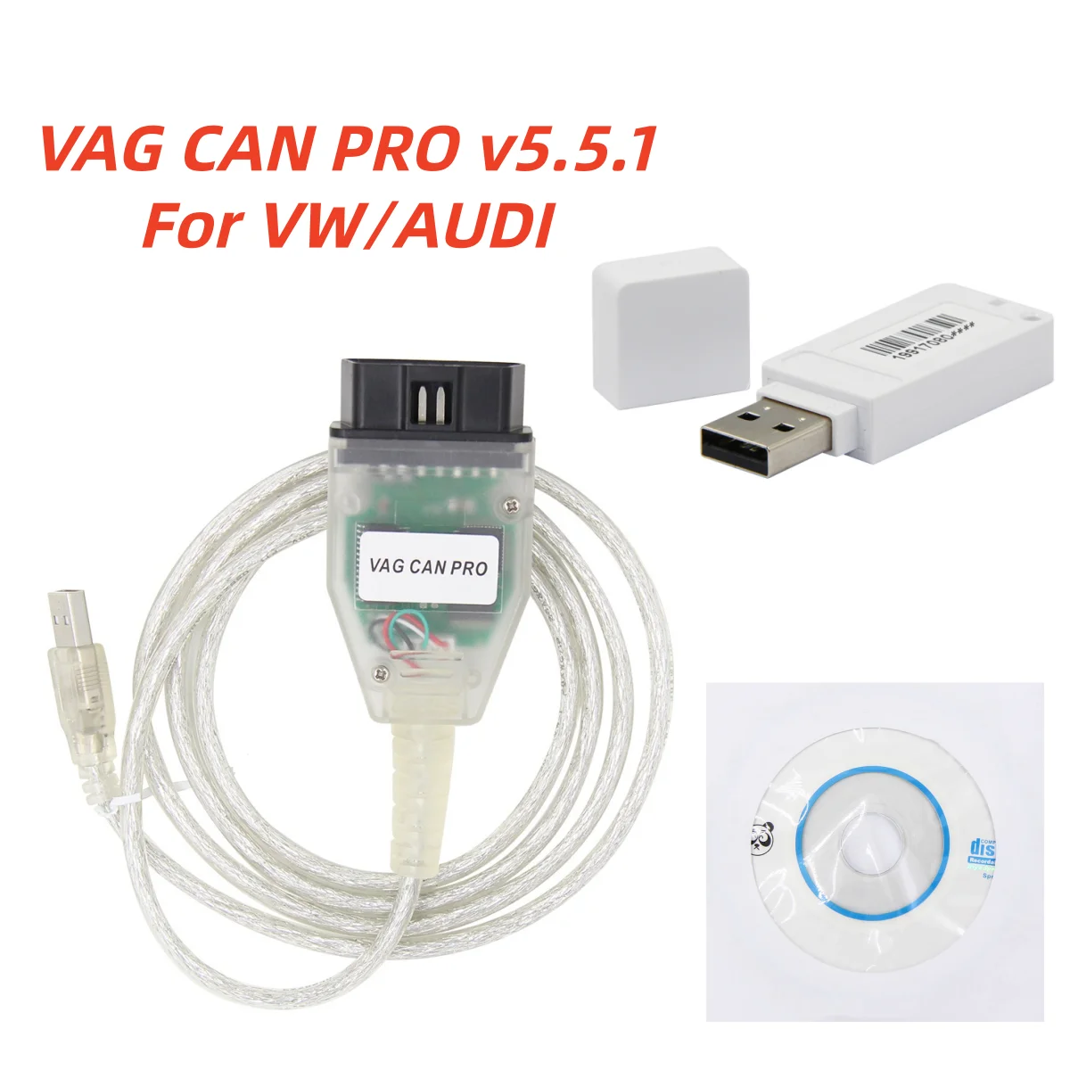 VAG CAN PRO 5.5.1 OBD2 Diagnostic Cable for VW/Audi Support CAN Bus K-line UDS FTDI FT245RL VCP Auto Scanner Tool