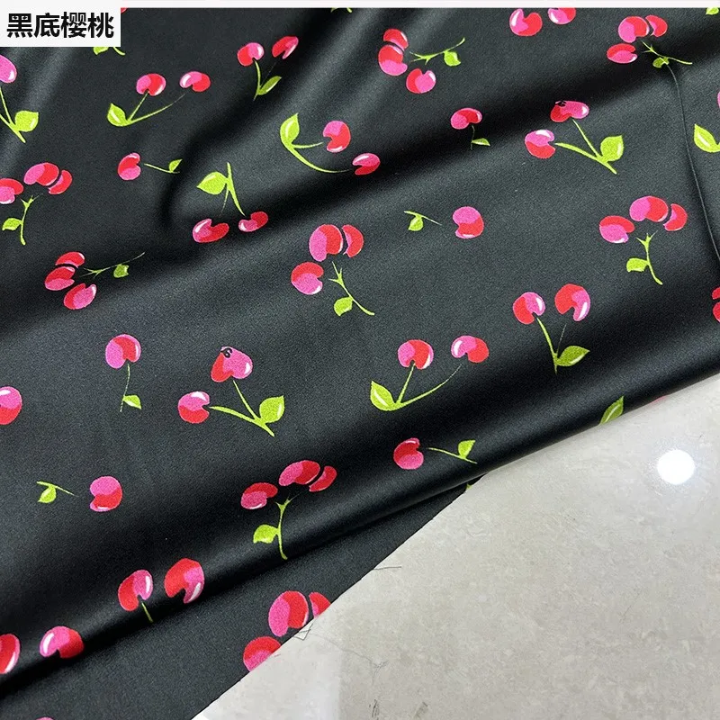 19momme seda estiramiento satén planta flor imagen 140cm de ancho estilo nacional camisa cheongsam falda tela