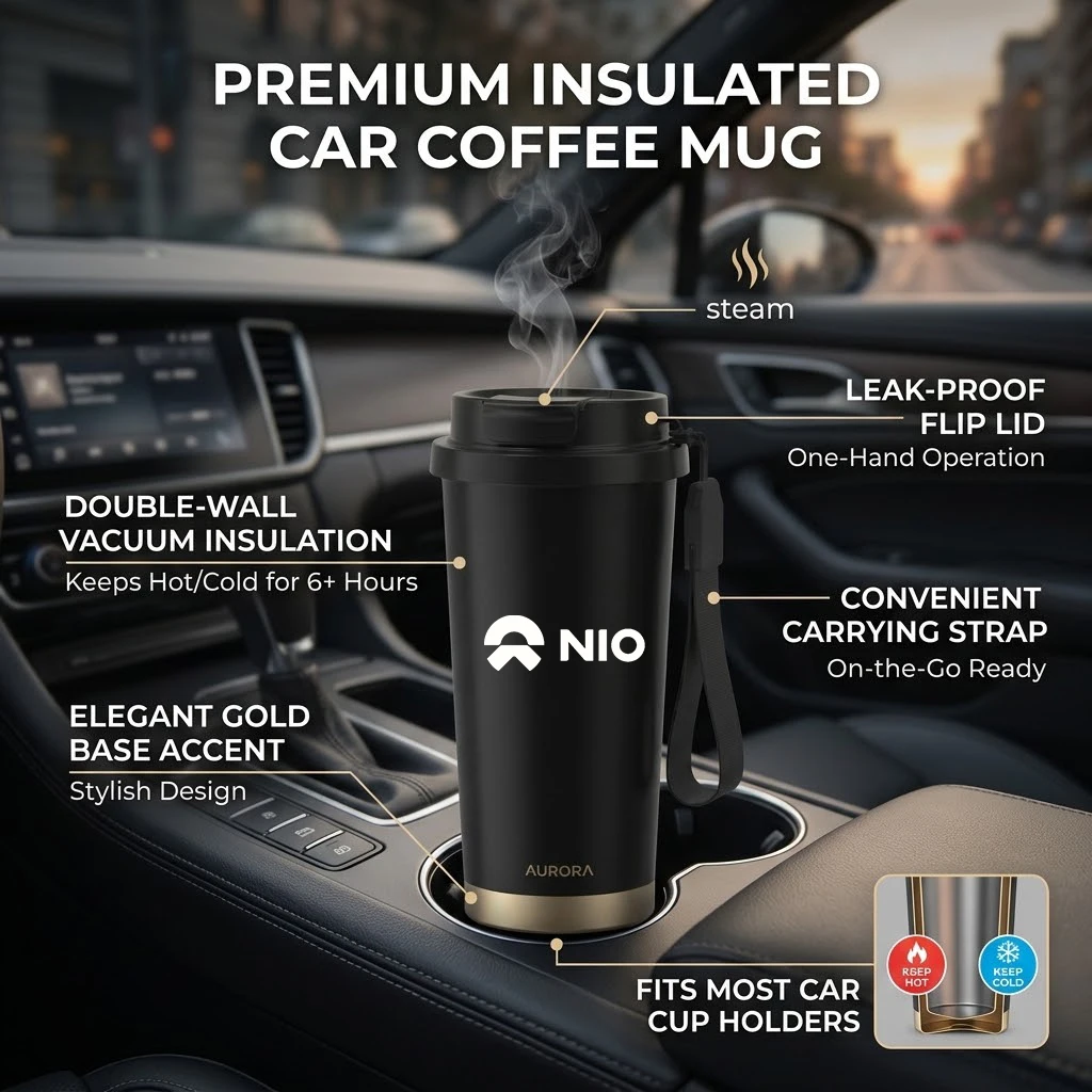 550ML Stainless Steel Coffee Cup Thermo Bottle Car Thermal Cup For NIO ES6 ES7 ES8 ET5 ET7 ET9 EC6 EC7
