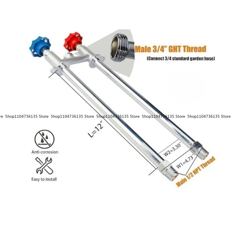 Frost-free Outdoor Faucet, Supply Hot and Cold Outdoor Faucet 12-inch Antifreeze Hose Bib