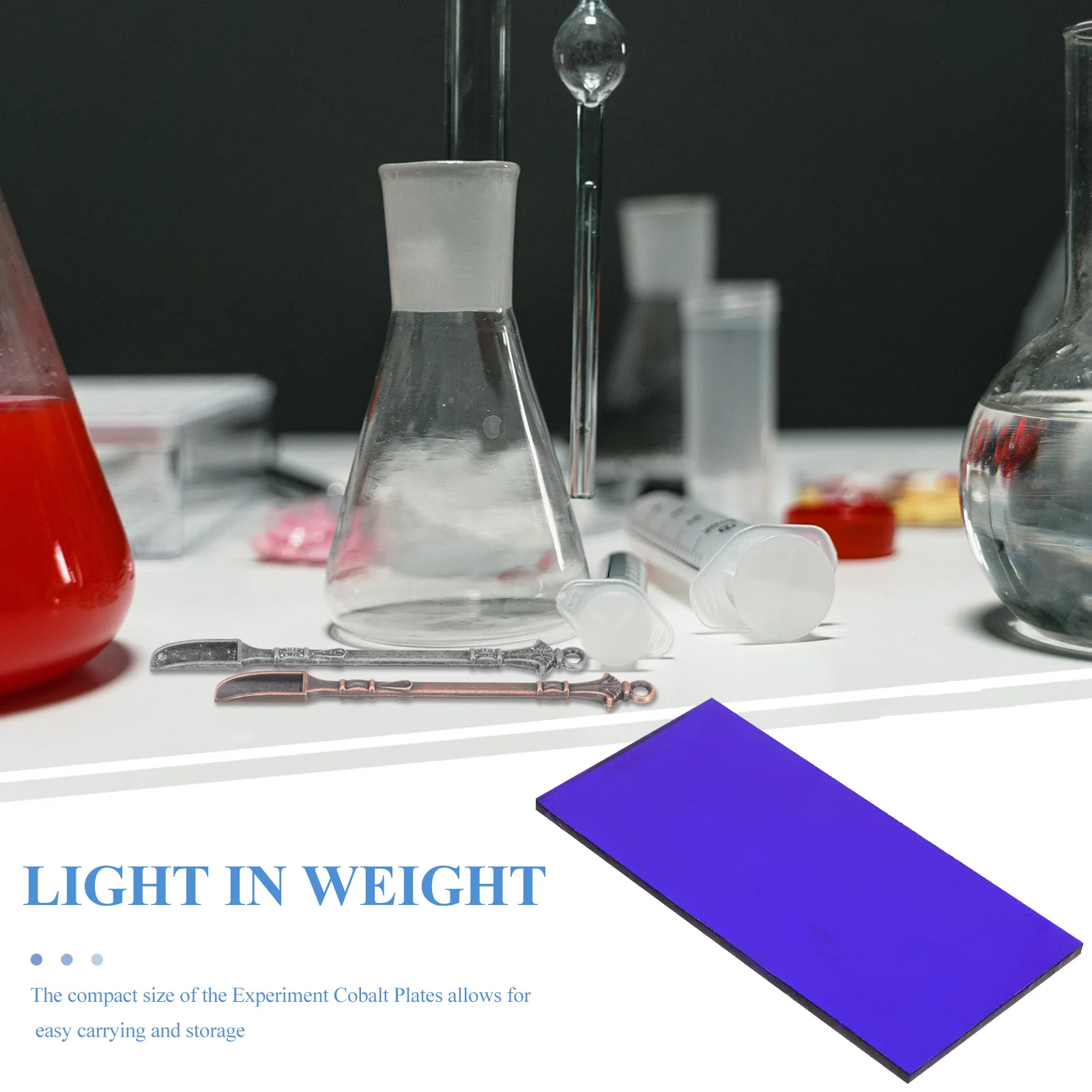 

Cobalt Glass Experimental Glass Sheet 5x10cm Chemistry Physical Experiment Tool Flame Color Reaction Accessory Science