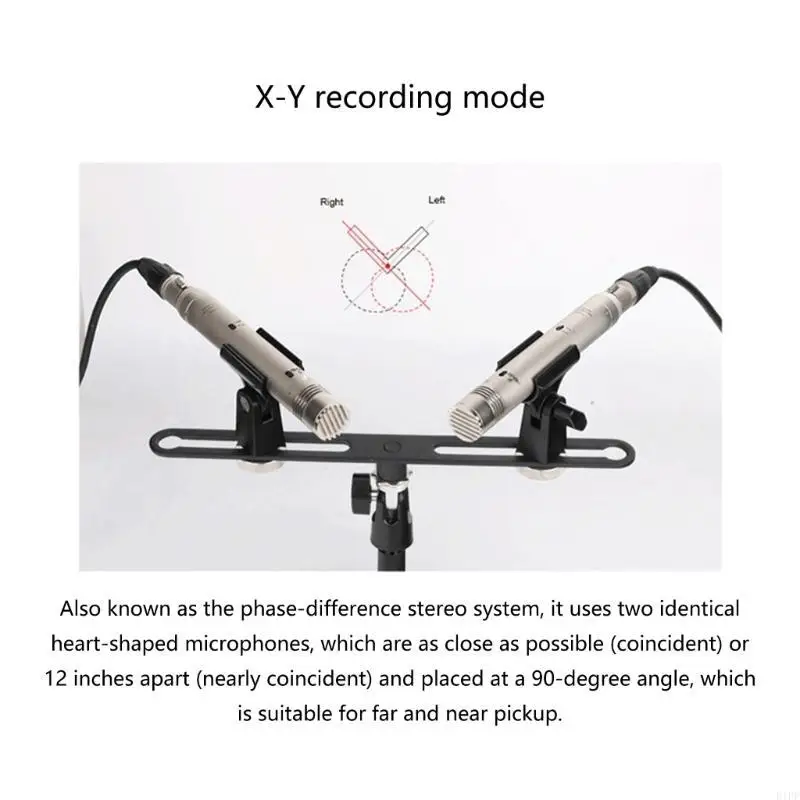 E1PF Microphone Double Brackets Holder with 5/8Inch Thread Adjustable Stereo Microphone Rods Holds 2 Mics