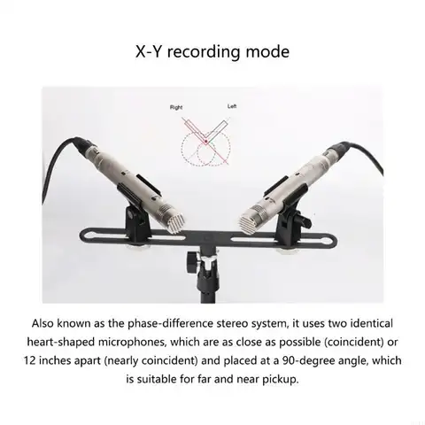 E1PF Microphone Double Brackets Holder with 5/8Inch Thread Adjustable Stereo Microphone Rods Holds 2 Mics