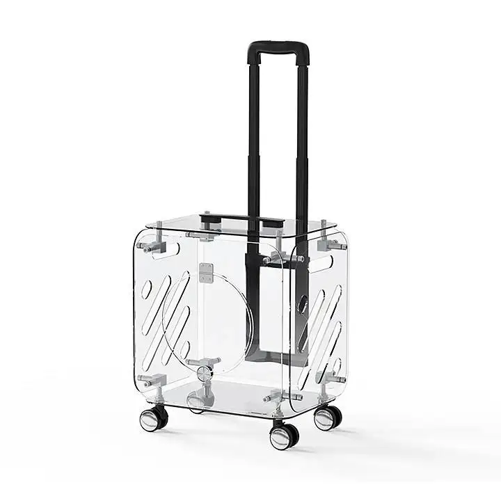 Eco-Friendly PVC Portable Pet Carrier Backpack with Wheels-Easy to Carry and Ventilation for Travel