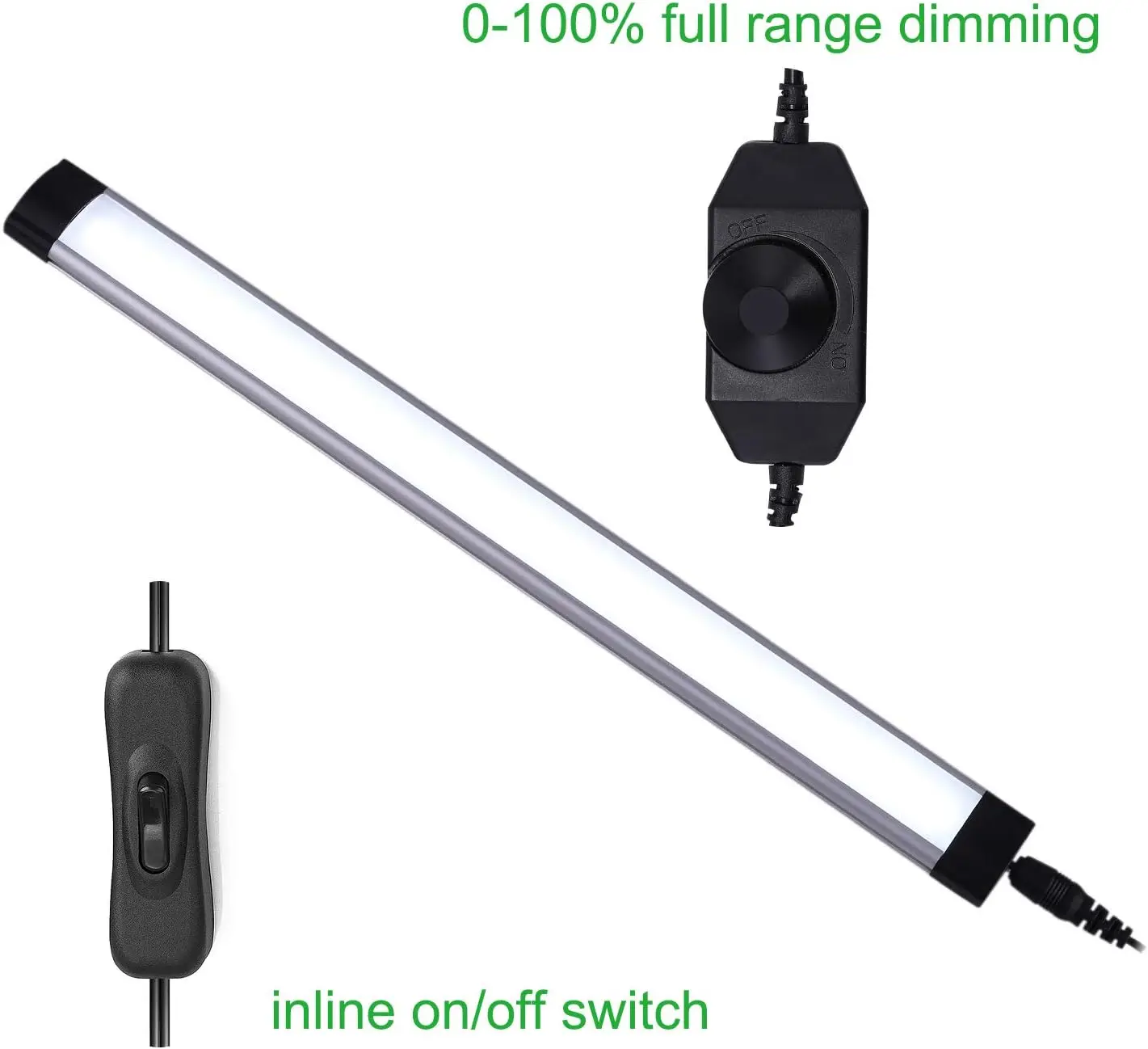 LED Under Counter Light Rigid Bar Kit, Plug in Corded Under Cabinet Lighting with 12V LED Dimmable Switch