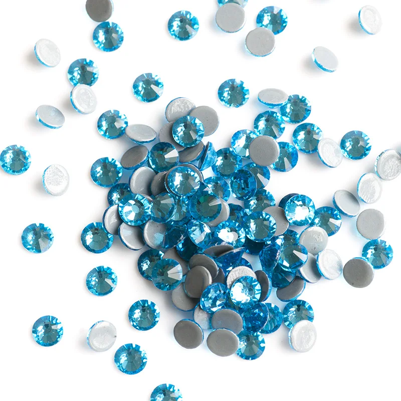 PUBRILEX Originalfarben Hotfix Strasssteine 14 Facetten Flache Rückseite Kristall Strass für Kleidung, Schuhe und Accessoires – Detail 8