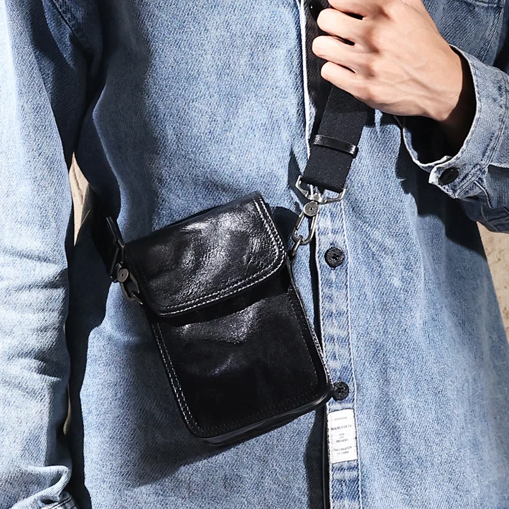 

Crossbody Plant-tanned Leather, Men's Shoulder Belts, Crossbody Bags Rest Machine Versatile Belts, Leather Retro Idle Top Layers