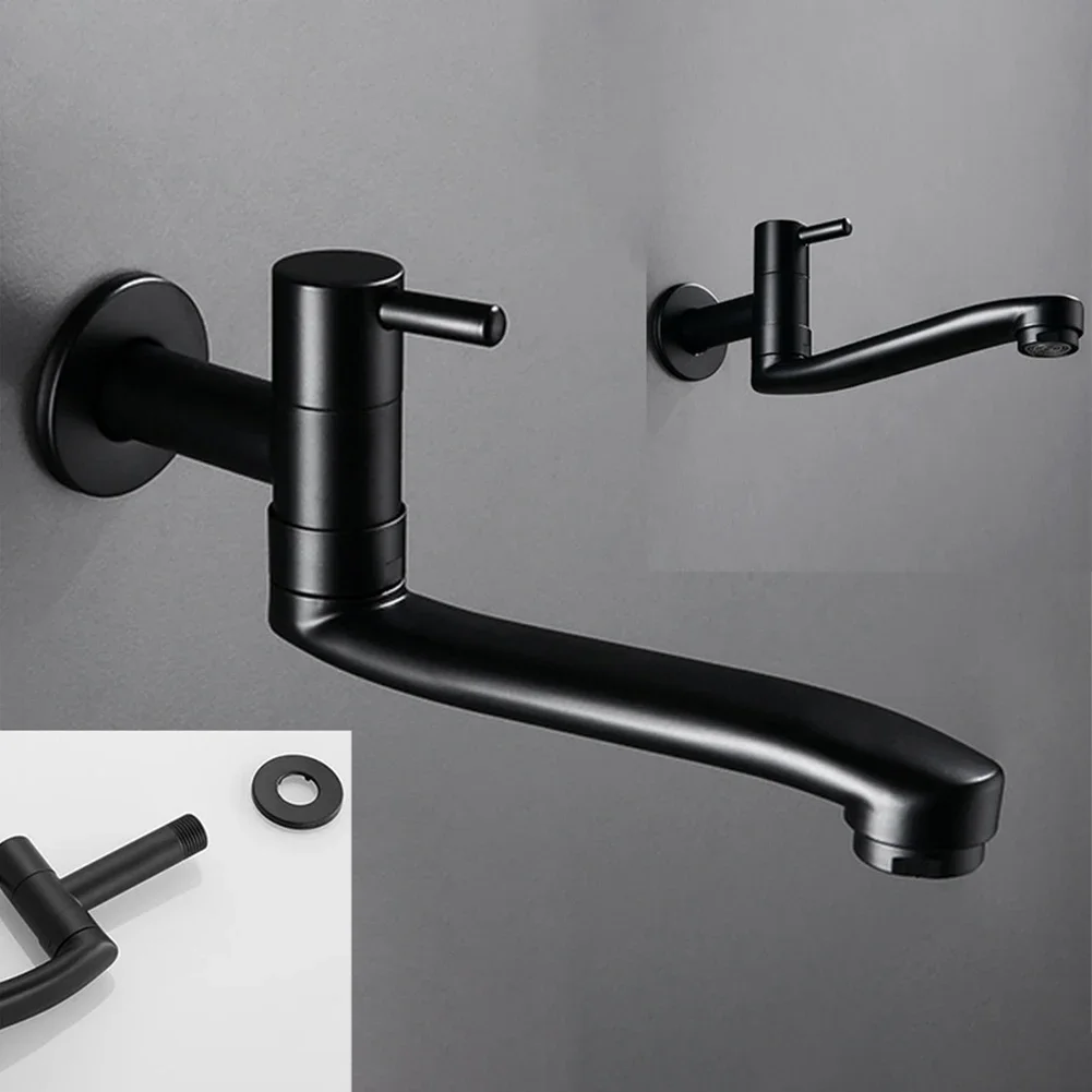 Extended Wall Mounted Faucet Single Cold Kitchen Sink Mop Pool Faucet Rotatable Bathroom Balcony Mop Pool Extended Tap Nozzle