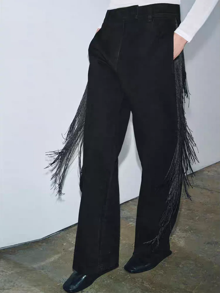 ファイオナブル 2025 冬 レディース ロングパンツ タッセル飾り 快適 ミッドウエスト 細見え 多用途 スタイリッシュ 新作