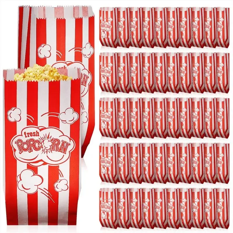 

50pcs Popcorn Bags Popcorn Paper Bags Paper Popcorn Bags Grease Proof Bags Paper Packing Bags