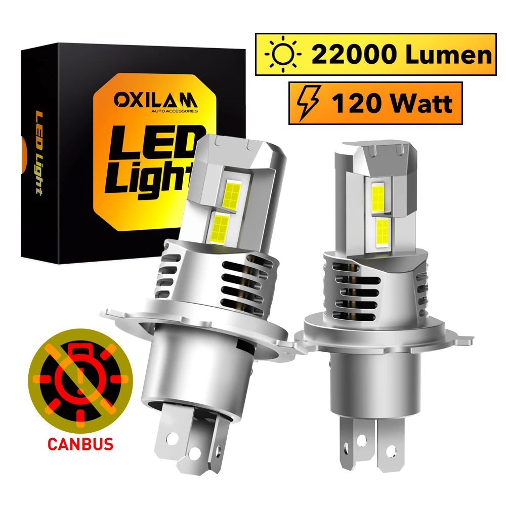 

2 шт. H4 Turbo светодиодные фары Canbus CSP для автомобиля, мотоцикла 9003 светодиодные фары дальнего и ближнего света, авто лампы 12 В 22000 лм
