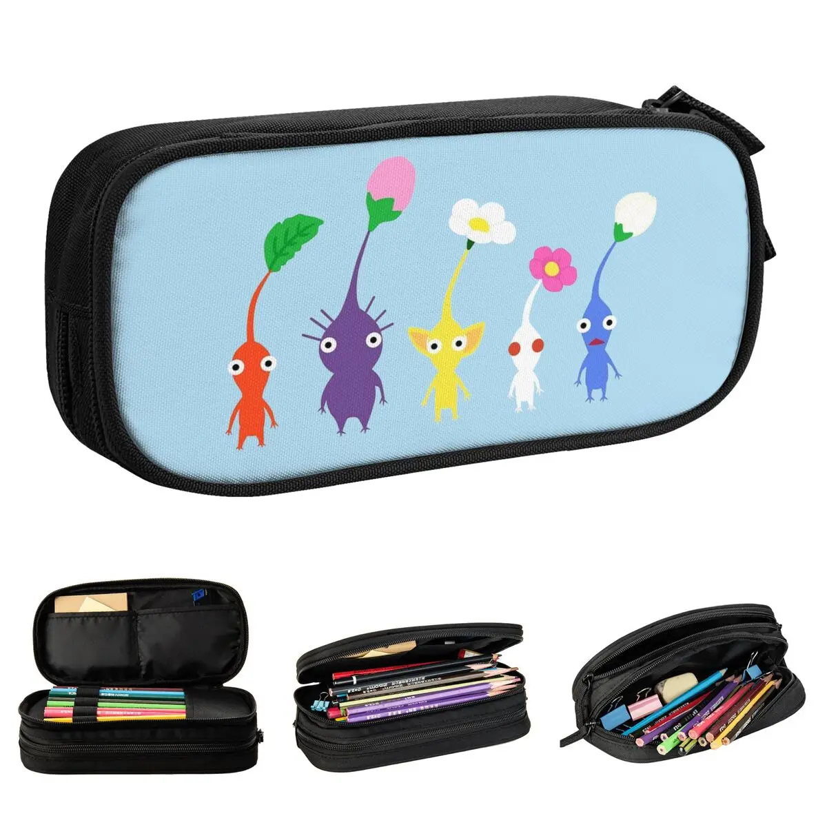 

Fashion Cute Pikmin Pencil Case Pencilcases Pen Holder for Student Big Capacity Bags Office Zipper Stationery