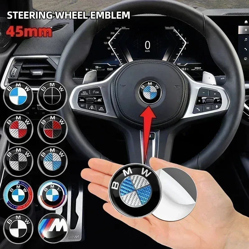 45MM Car Steering Wheel Badge Emblem Sticker Auto Styling For BMW 1 3 5 7 Series M Performance M3 M5 F01 F20 F10 F13 F16 F34