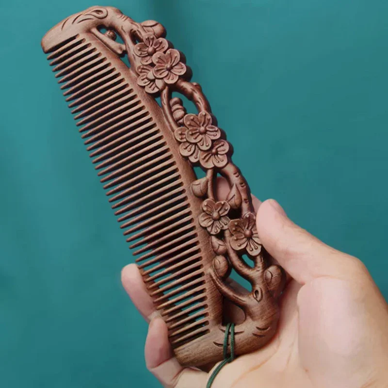 

Natural Sandalwood Combs Solid Wood Exquisite Carving Comb Anti-static Beard Comb Handicraft Hair Styling Gift's Gift