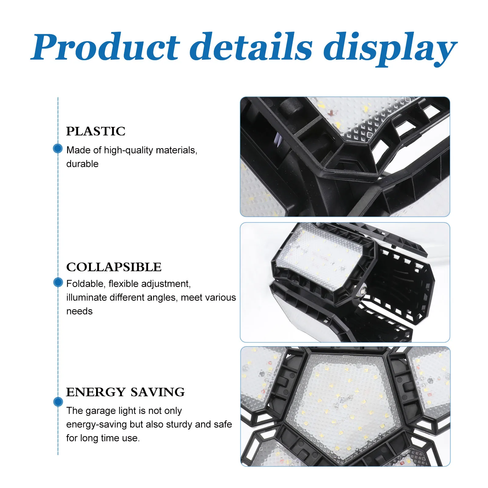 Plafoniera per magazzino Plafoniera per garage Pieghevole a 5 pannelli a LED Illuminazione flessibile per illuminazione industriale di magazzino