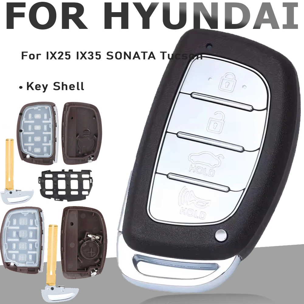 

KEYECU Replacement 4 Button Smart Remote Key Shell Case for Hyundai IX25 IX35 SONATA Tucson-With/Without Battery Holder