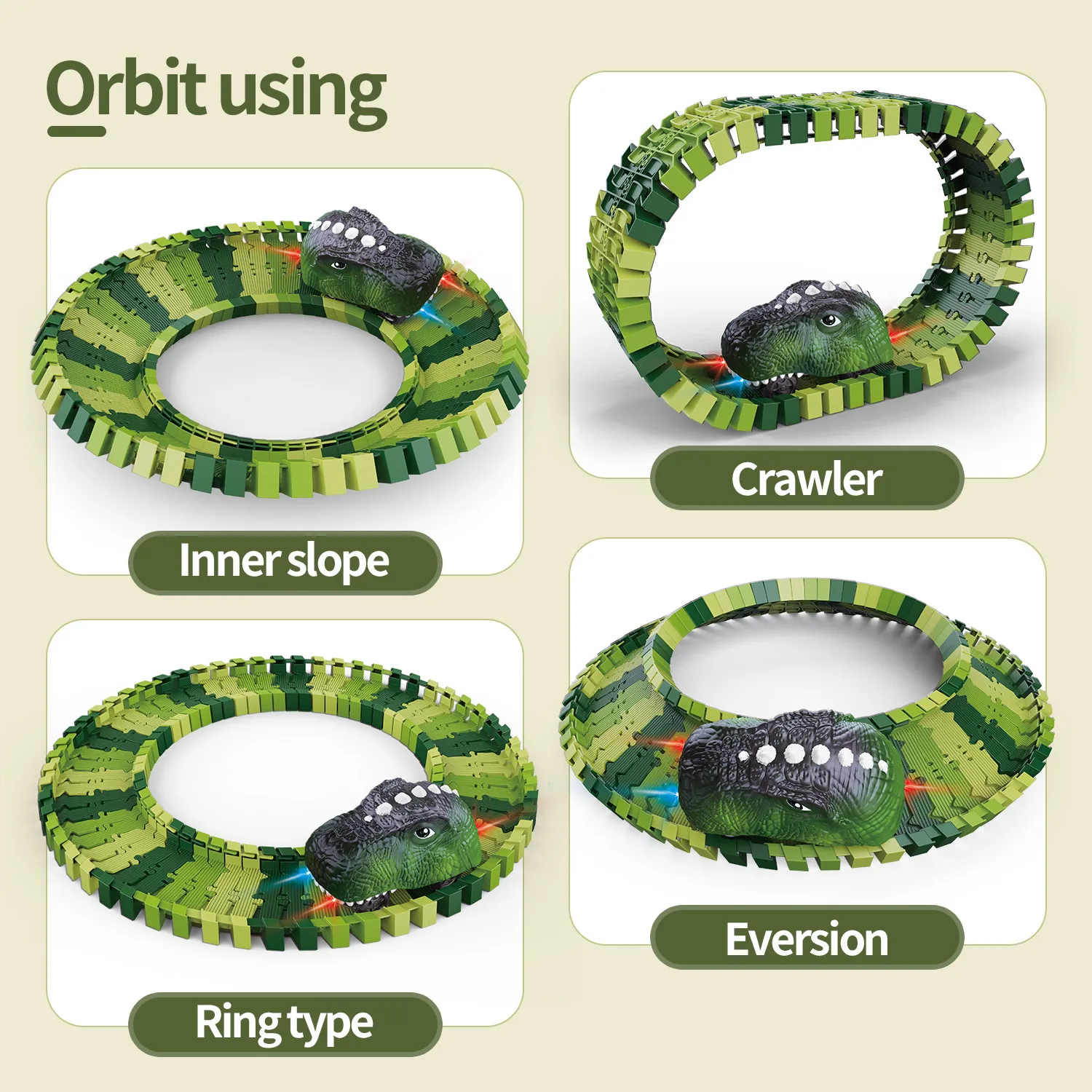 Venda imperdível brinquedos de carro ferroviário de dinossauro, montagem diy, montanha russa, trem elétrico