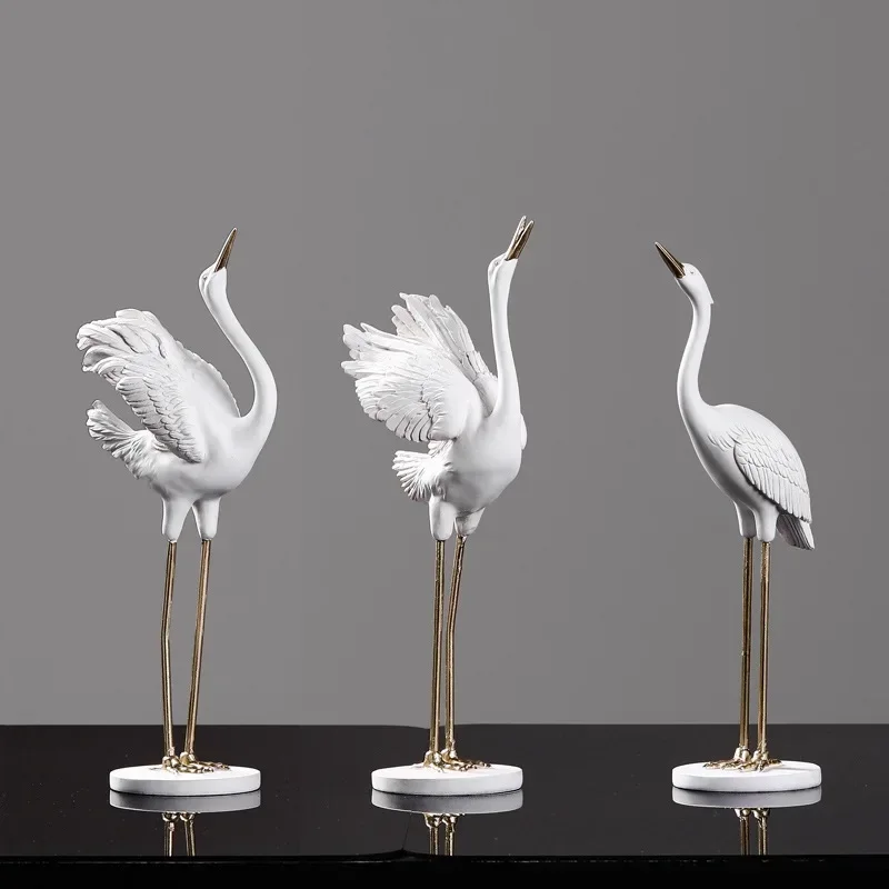 

Creative Crane Statue for Living Room, Desktop Decoration,Animal Figurines, Resin Crafts,Indoor Wine Rack,Entrance Home Decor