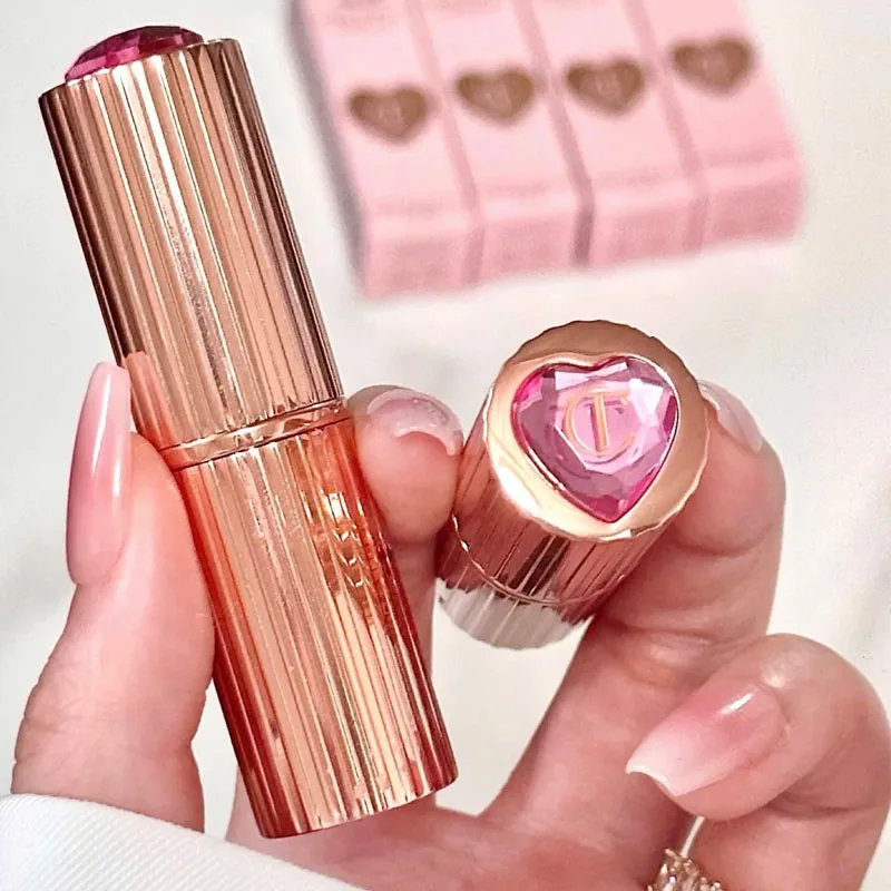 Charlotte 4 Colors Pink Diamond Gold Tube Lipstick & Love Heart Two Color Blusher Smooth Brightening Advanced Tilbury Cosmetics