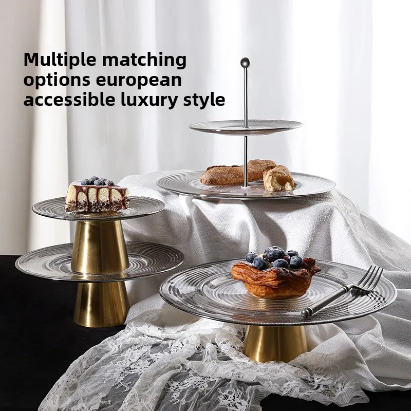 European dessert table display stand, tall glass snack stand, afternoon tea and coffee break