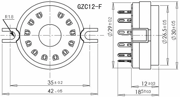1pc 12pin B12C Keramik Rohr Buchse Ventil Basis Power Lampe Jack für 50CA10,6CA10,6HF5,6C10 6JB5 6GE5 8GU7 8AC9 9MN8 6EA4 Audio – Detail 1