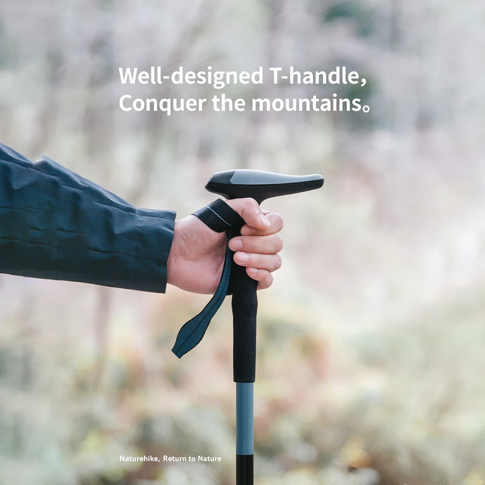 

Naturehike Aluminum Alloy T-shaped Climbing Staff Quick-open Secure Exterior Lock Telescopic Hiking Pole
