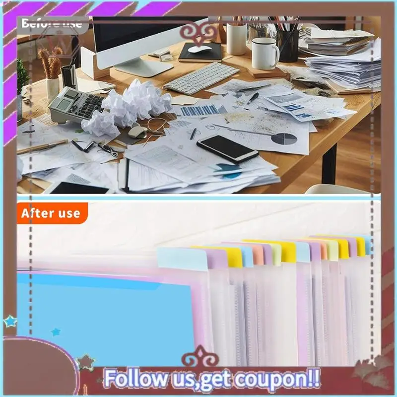 ABBG-منظم تخزين الورق مقاس 12 × 12 بوصة منظم تخزين شفاف مع علامات تبويب مؤشر لاصقة لورق القصاصات من الفينيل