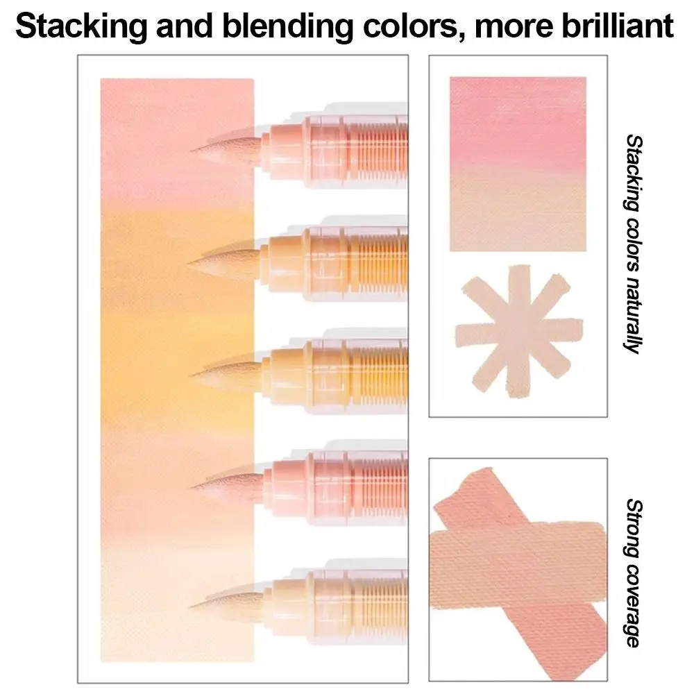 12-Colors Acrylic Marker Pen Softhead Quick-Drying Painting Colour Pen Art Stationery Vibrant Colors Art Watercolor Pen Painting