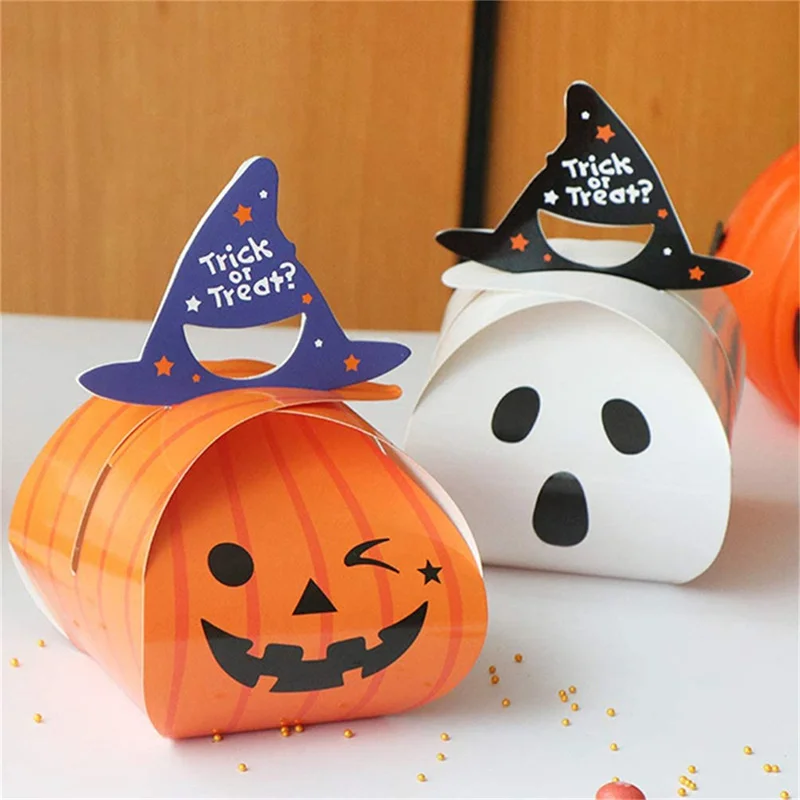 Halloween Candy Box Trick or Treat Pumpkin Ghost Cookies Goodie Boxes Kids favors Gift Box Halloween Party Decoration Pack Bags