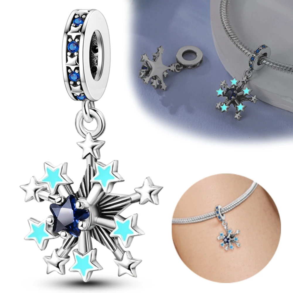 Charms Plata 925 Blue Dreamy Starry Sky Stars Pendant Beads Fit Original 925 Bracelets Charms for Women Jewelry DIY Making Gifts