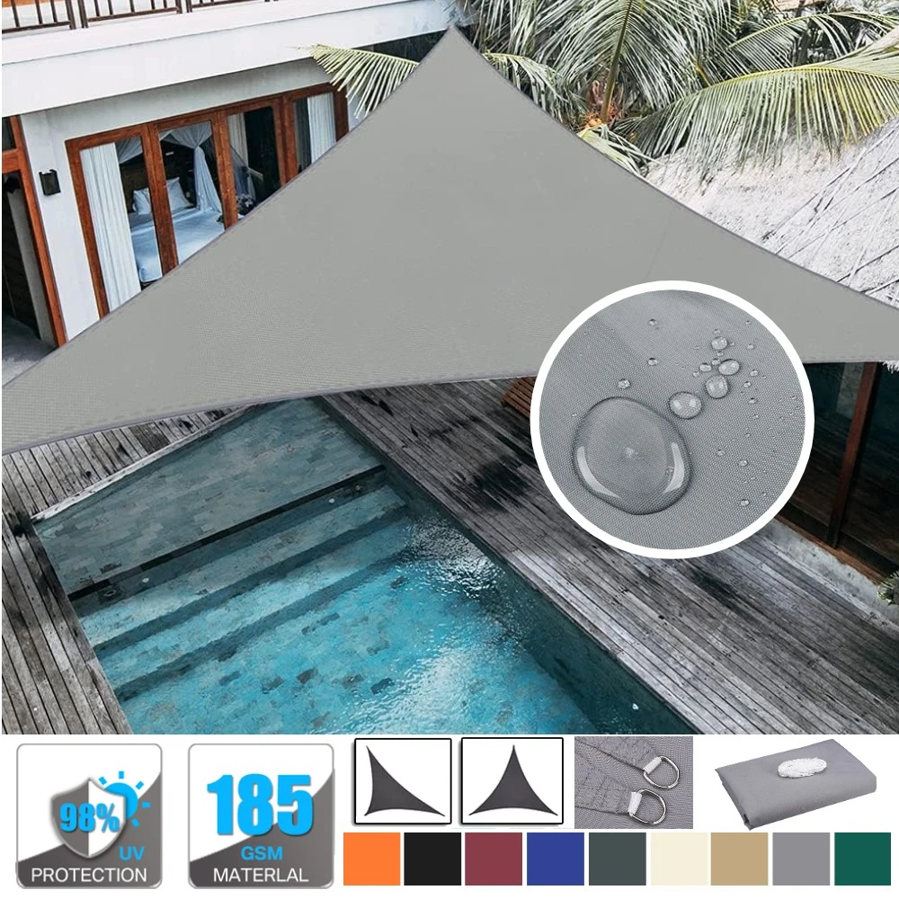 Waterproof Garden Shade Sail Right Angle Triangle Garden Canopy with Ropes UV Block Patio Sunshade Sunscreen Awnings Sun Shelter