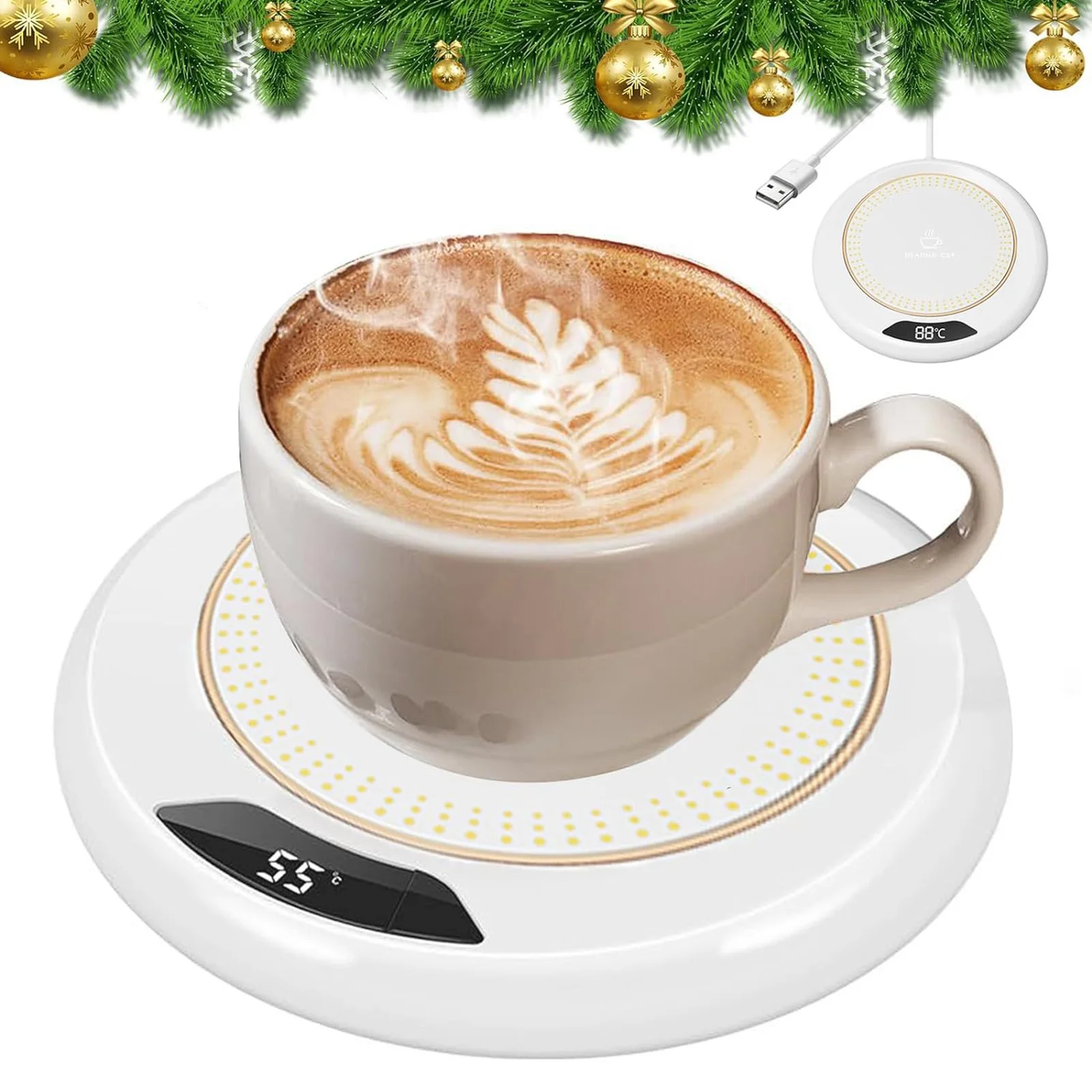 Automatic Coffee Cup Heater Electric Coffee Warmer 3 Temp Settings Timer USB Power Supply Automatic Coffee Heater for Home