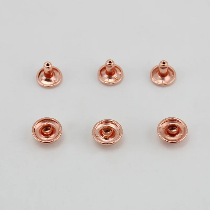 50-100pcs Rose gold rivet 6mm 8mm 10mm Head Feet Solid Rivets Fasteners High Quality Leather Crafts Bags shoe Mushroom nails