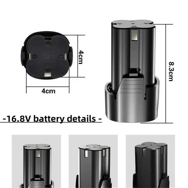 Baterie do šroubováku 16,8 V 4,0 Ah dobíjecí lithiová baterie pro elektrické vrtačky, úhlové brusky a další elektrické nářadí - náhled 3