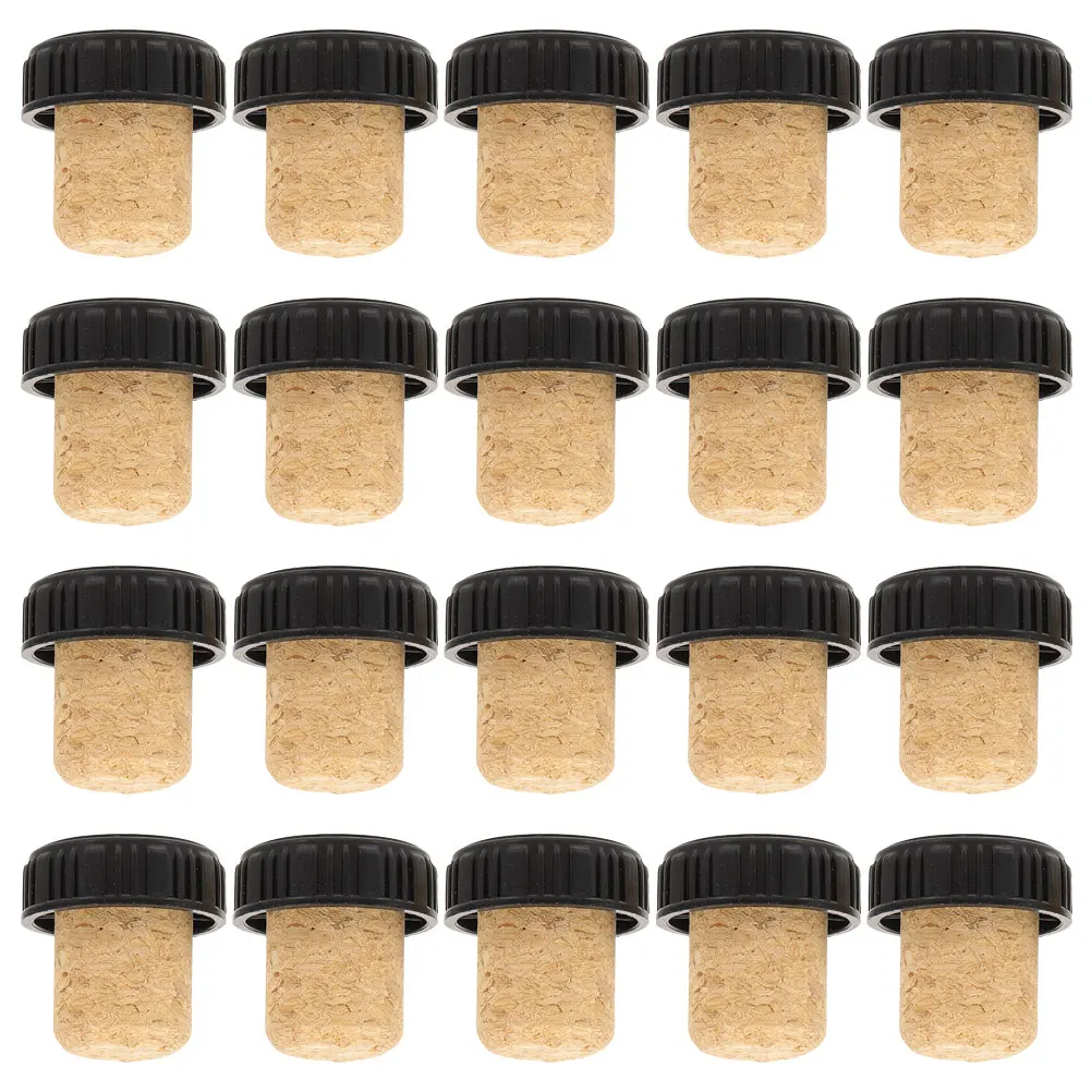 

20 Pcs Cork Bottle Set Stoppers for Glass Bottles Straight Mouth Seals Corks Black Crafts Small Plugs