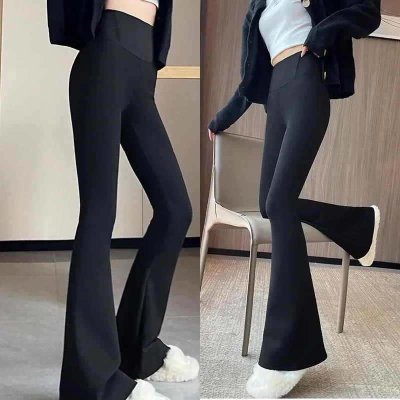 

Women Flare Pants Slim High Waist Solid Sexy Shark Flare Pants Fashion Casual Streetwear Elastic Butt Lift Skinny Leggings