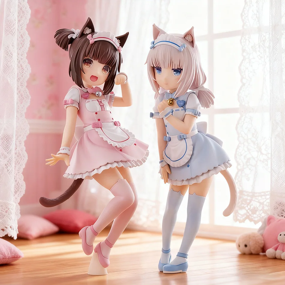 NEKOPARA 18CM Anime Cat Maid Figuur - Chocolade Vanille Leuke PVC Collectible Statische Pop Mooie Kat Stijl Model voor Kinderen
