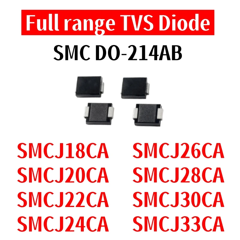 20PCS SMCJ10CA SMCJ11CA SMCJ12CA SMCJ13CA SMCJ14CA SMCJ15CA SMCJ16CA SMCJ17CA TVS Transient Suppression Diode SMC