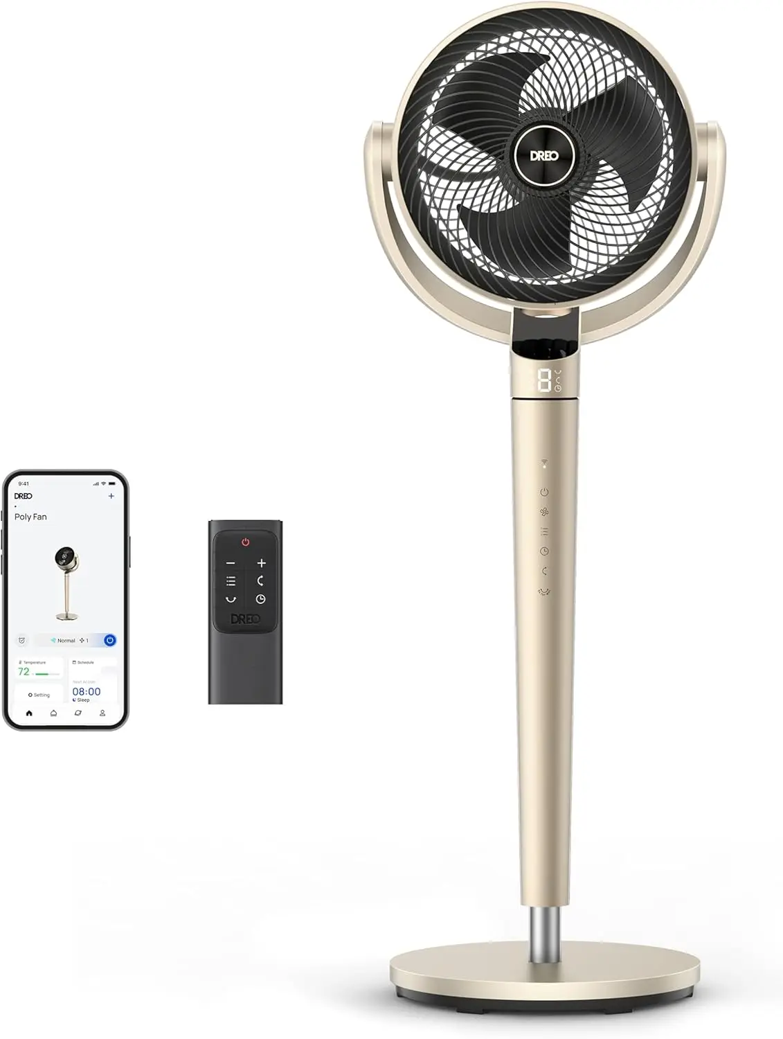 Fan with Smart Control, 43'' Inches, 150°+120° Omni-Directional Oscillating Quiet Fans for Bedroom, 110ft Circulator Fan with DC