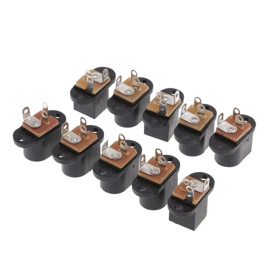 DC Power Socket 5.5x2.1mm Chassis Panel Mount Connector Pack of 10