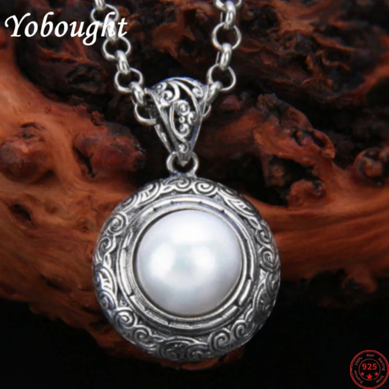 

S925 sterling silver pendants for Women New Fashion hollow water-ripple pattern round freshwater pearl jewelry free shipping