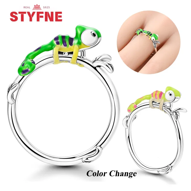 

Original 925 Sterling Silver Chameleon Rings Color Change Rings for Women Special New Year Holiday Jewelry Gift Daily Matching